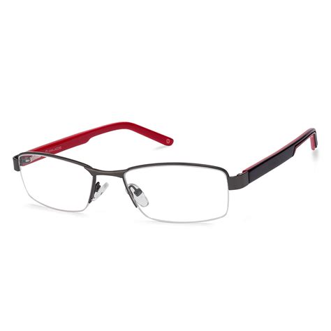 Buy Blue Block Phone Computer Glasses: Gunmetal Red Half Rim Rectangle ...