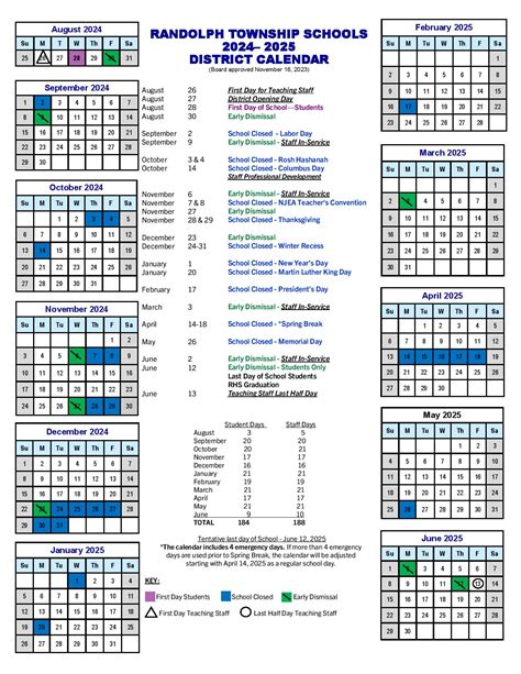 Randolph Township Schools Calendar Holidays 2025-2026