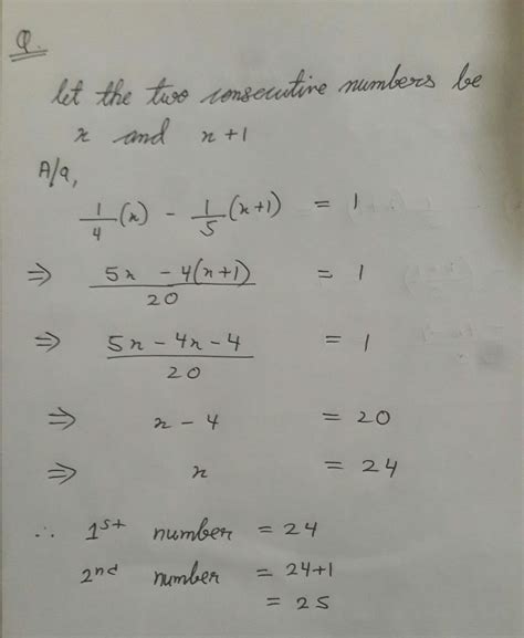 Two consecutive natural numbers are such that 1/4 of the smaller ...