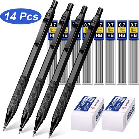 Mechanical Pencils Set, 4 Pieces Automatic Metal Mechanical Pencils, 8 ...