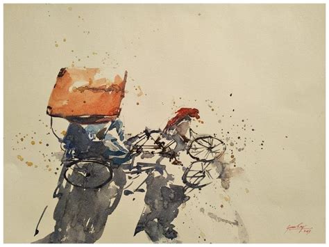 "Another Day At Work": Yellow Watercolor Painting by Soven Roy ...
