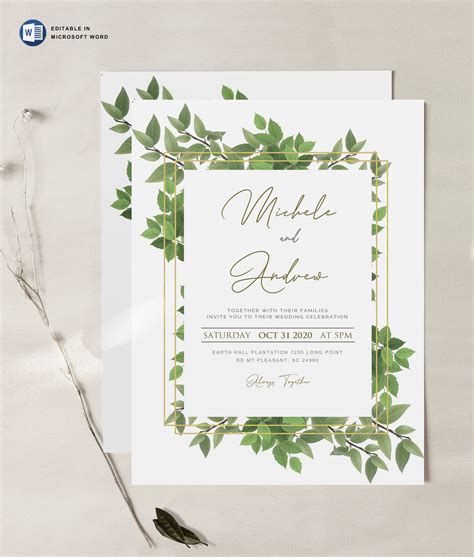 Microsoft Word Printable Wedding Invitation Template, Easy ...