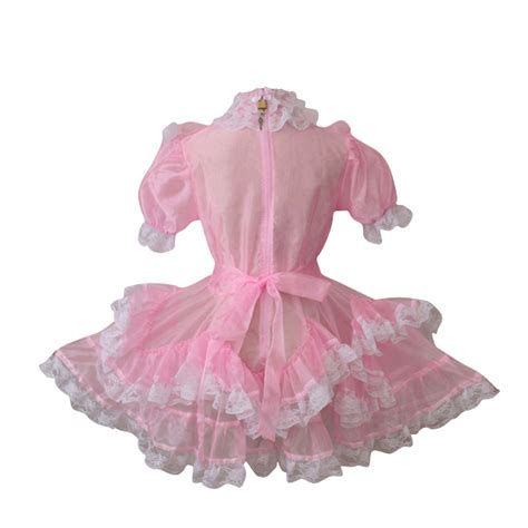 Buy GOceBaby Sissy Maid Pink Organza Lockable See Through Dress Uniform ...
