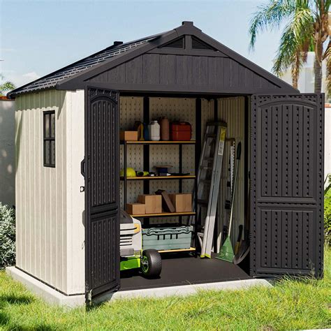 Amazon.com : Patiowell 8 x 6 FT Plastic Outdoor Storage Shed with Floor ...