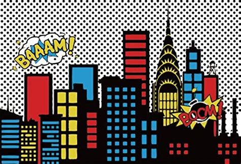 Yeele 10x8ft Cartoon Comic Super Hero City Photography Backdrop Vinyl ...