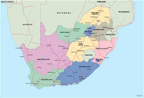 South African Countries Map