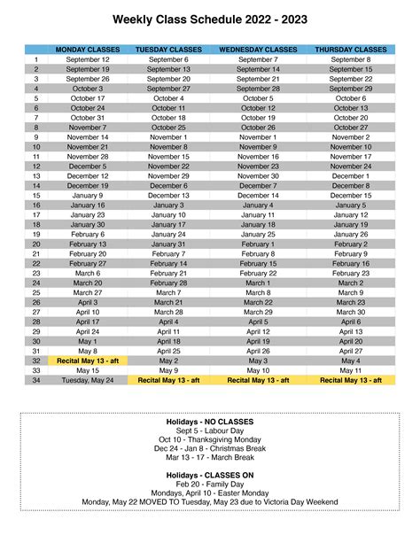 2022/2023 Yearly Class Schedule | Riverside South – Music for Young ...