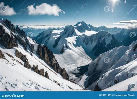 The Tallest Mountain and the Alps. Stunning View of the Alps on a Cloudy Day Stock Illustration ...