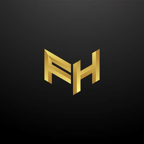FH Logo Monogram Letter Initials Design Template with Gold 3d texture ...