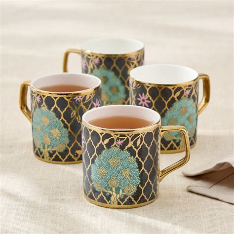 Buy Whirl Director Set of 4 Bone China Printed Coffee Mugs - 220ml from ...