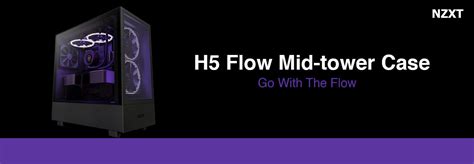 NZXT H5 Flow Black Compact Mid-tower Case Pre-Installed fans - tpstech.in