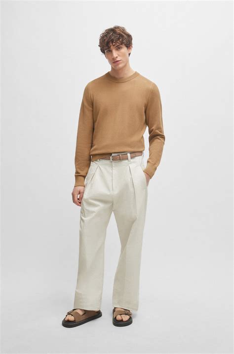 BOSS - Twin-strap sandals with suede uppers and buckle closure - Beige