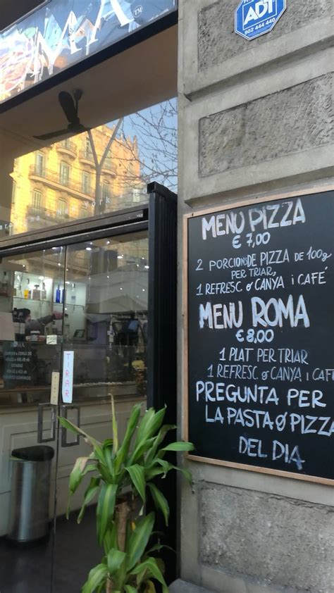 Menu at Pizza Roma restaurant, Barcelona, C/ de París