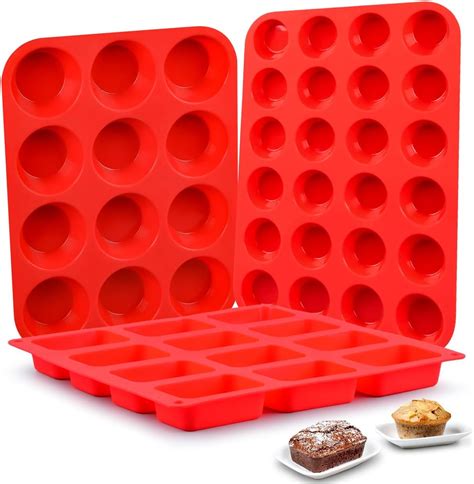 Amazon.com: CAKETIME Silicone Muffin Pan- 24 Cups Mini Muffin Pan ...