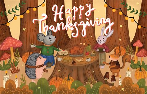Cute Animal Celebrated Thanksgiving 12246719 Vector Art at Vecteezy