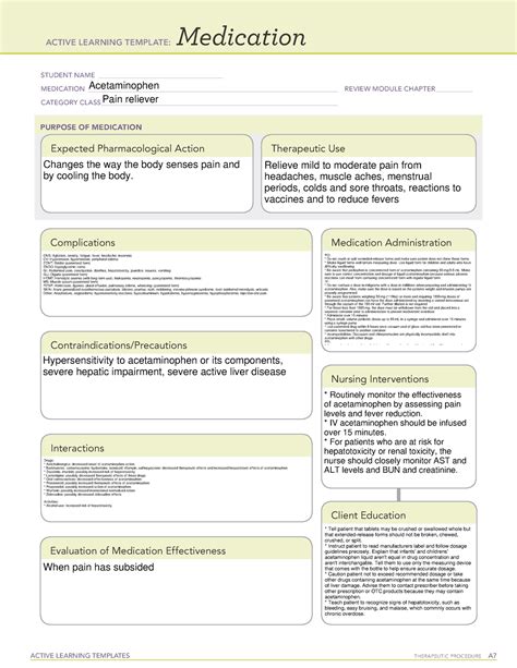 Active Learning Template Medication Acetaminophen