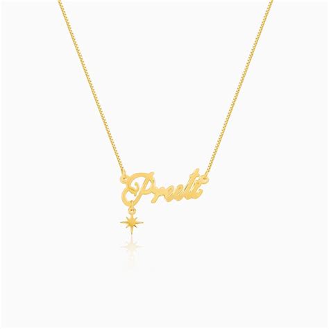 Golden Personalised Name Star Charm Necklace – GIVA