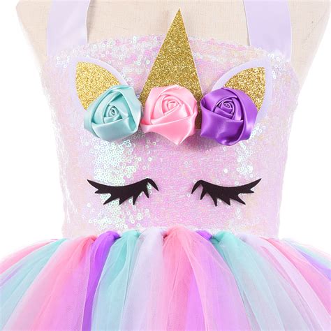 Girls Unicorn Sequin Tutu Dress For Birthday Ballet Halloween Costume ...