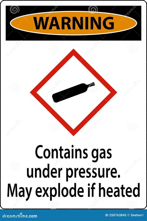 Warning Contains Gas Under Pressure GHS Sign on White Background Stock ...
