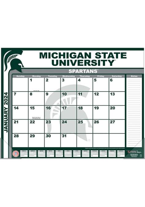 Michigan State Spartans WHITE 2024 Desk Pad Desk Calendar - 7130685