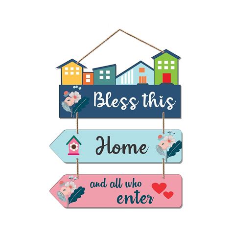 Artvibes Happy Home Quote Decorative Wall Art MDF Wooden Wall Hanger ...