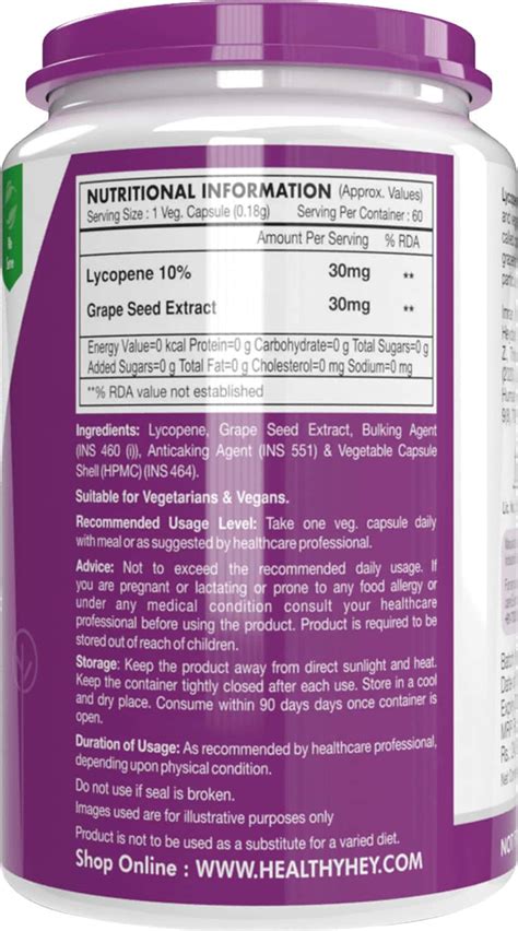 Buy HEALTHYHEY LYCOPENE 60 VEGETABLE CAPSULES Online & Get Upto 60% OFF ...