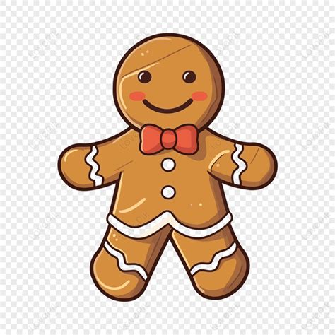 Printable Gingerbread Man Clipart Smiling Gingerbread Man With A Bow ...
