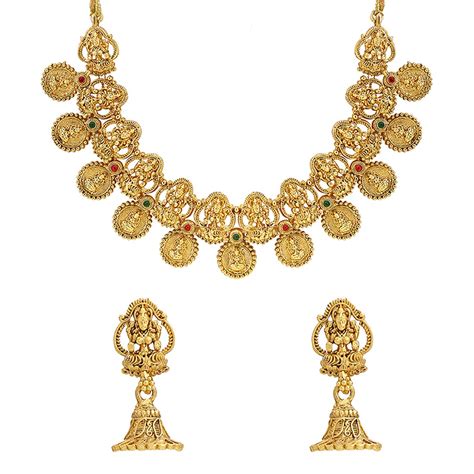 Yellow Chimes Jewellery Set For Women Gold Plated Traditional Choker ...