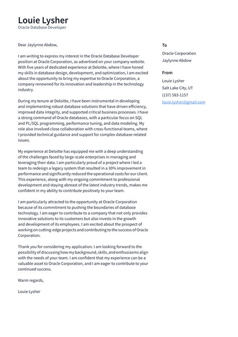 Image result for Database Developer Cover Letter