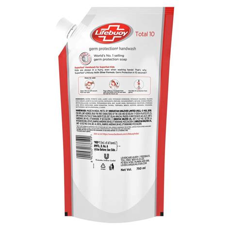 Lifebuoy Total 10 Activ Silver Formula Germ Protection Handwash, 1500 ...