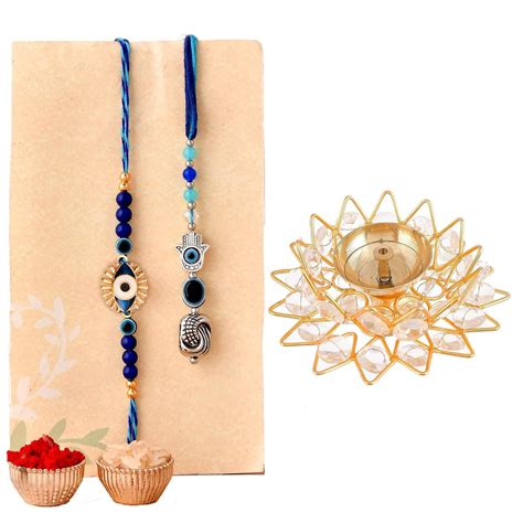 Buy CraftVatika Rakhi Set Gift Combo for Brother and Bhabhi - Evil Eye ...