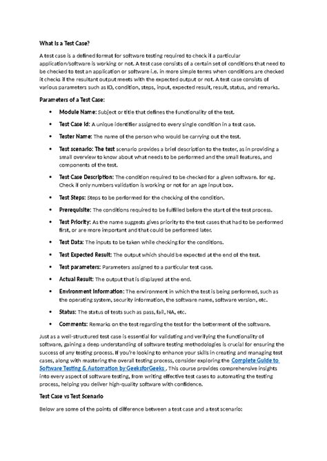 Test Case - Test case design and explanation. - What is a Test Case? A ...