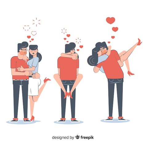 Couple hugging in different positions | Free Vector