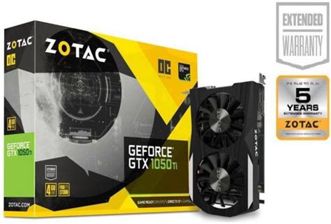ZOTAC GeForce GTX 1050 Ti OC Edition GDDR5 4 GB NVIDIA Chipset 128 bit ...