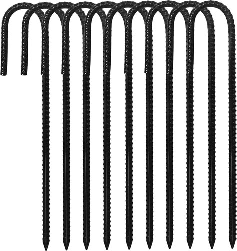 Buy Rebar Stakes, 10 Pack 16 Inch J Hook Heavy Duty Ground Stakes for ...