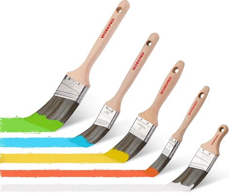 Buy WORKPRO Paint Brushes Set, 5-Piece Professional Flat and Angle Sash ...