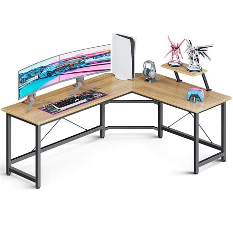 Coleshome L Shaped Desk With Shelf Reversible Sturdy L Shaped ...