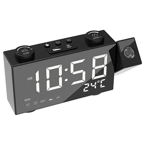 THE MARS 6 Inch FM Projection Radio Alarm Clock 4 Brightness Adjustment ...