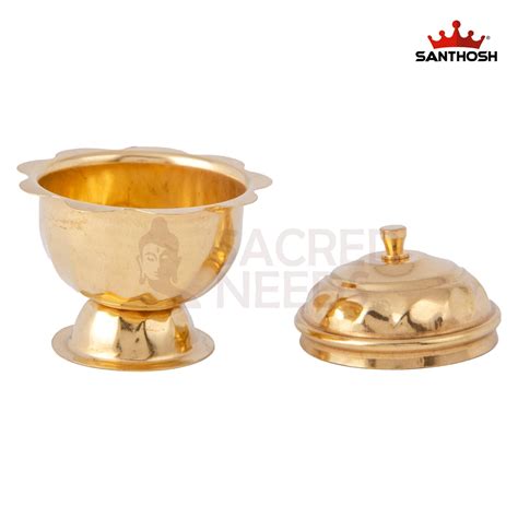 ICC Poonam Kumkum Pot – 2 Inch Height | Brass Kumkum Holder for Tilak ...