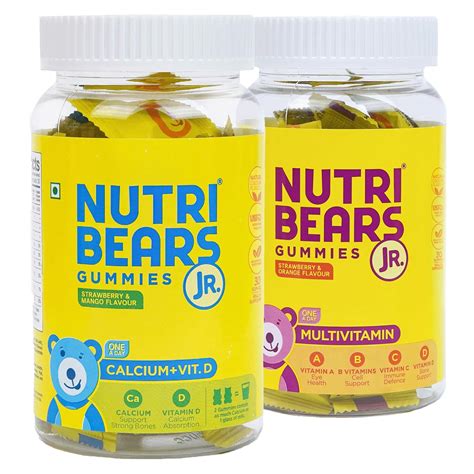 NutriBears Multivitamin and Calcium Gummies for Kids, Combo Pack (60 ...