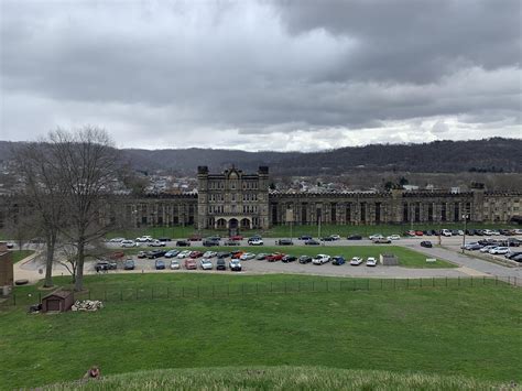 Old Moundsville Penitentiary from the top of the Grave Creek mound. : r ...