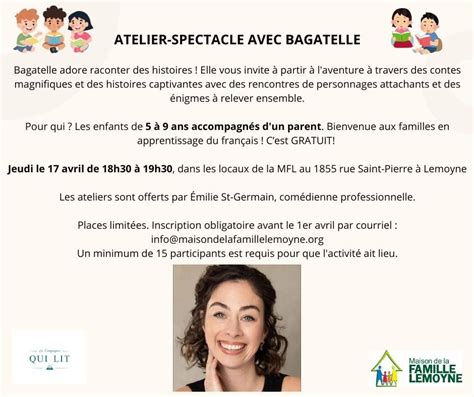 ATELIER-SPECTACLE AVEC BAGATELLE, 1855 Rue St-Pierre, Longueuil, QC J4P ...
