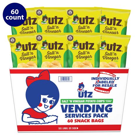 Utz Salt & Vinegar Potato Chips, 60 Count 1oz Multipack, Gluten-Free ...