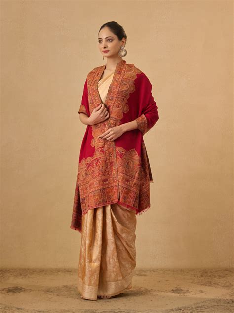 Pashmoda Women Arcadia Borders Kashmiri Jamawar Woven Shawl (Size: 101