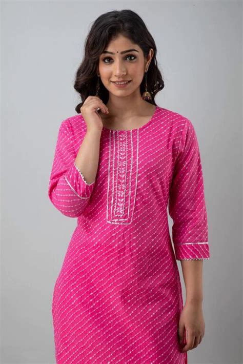 Women's Pretty Electric Pink Bandhani Kurta Set -Urban Wardrobe ...