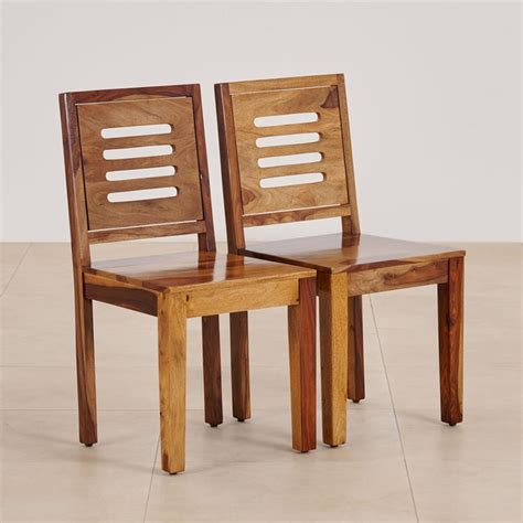 Buy (Refurbished) Adana Set of 2 Sheesham Wood Dining Chairs - Brown ...