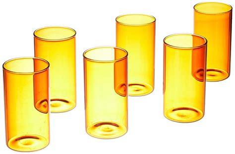 Buy Borosil 350ml Set of 6 pcs Amber Vision Transparent Drinking Glass ...