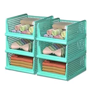 Kuber Industries Pack of 6 Storage Organizer | Plastic Shirt Stacker ...