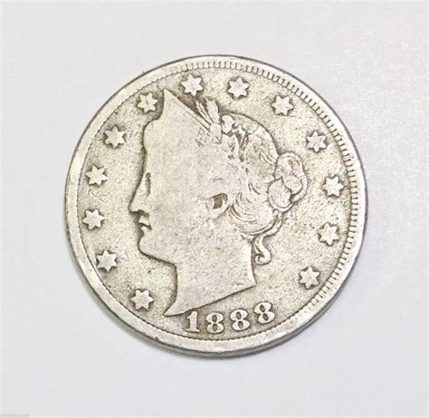 1888 LIBERTY V 5 FIVE CENT NICKEL FULL DATE - GOOD ORIGINAL 126 YEAR ...