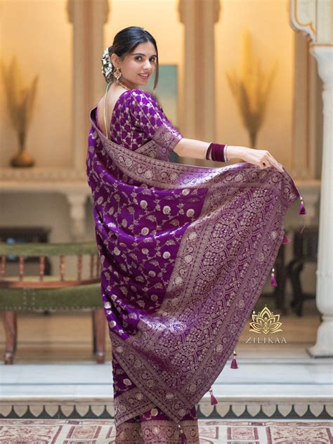 Berry Purple Banarasi Uppada Silk Saree – Zilikaa